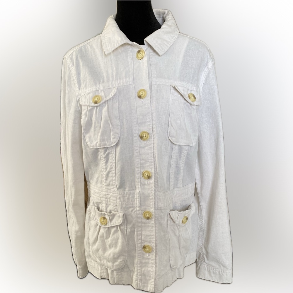 GAP Yves Linen/Cotton Blend Cargo Jacket - Size Medium